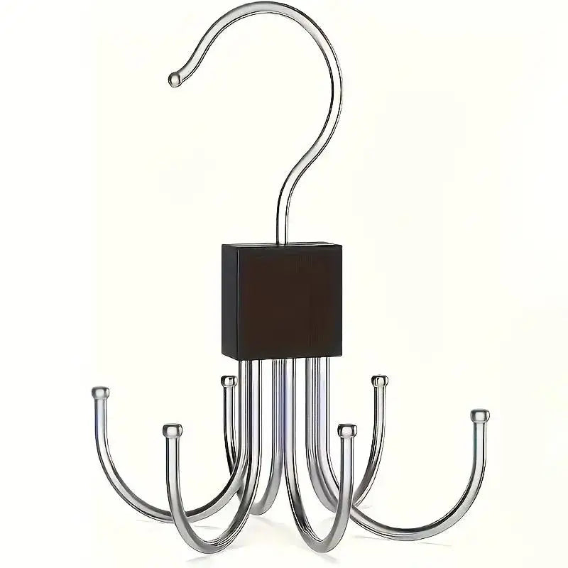 Rotating Wood & Multipurpose Hanger for Belts, Bras, Ties, Scarves,Space-Saving Design with Stainless Steel Hooks Zpaxo 1pc