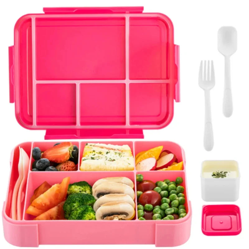 1330ml Bento Lunch Box – 6-Compartment Leakproof Food Container Bento Lunch Box Zpaxo Rose Red 5 1|1330ml