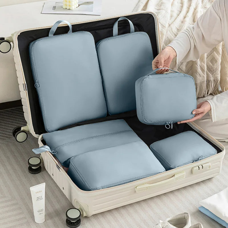 Waterproof Travel Organizer Compression Packing Cubes Suitcase