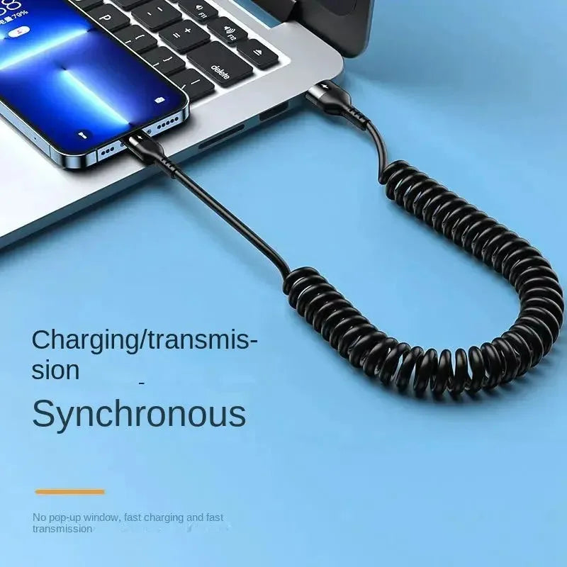 66W USB-C Spring Coil Fast Charging Car Cable – 6A USB-C Charging Cable Zpaxo