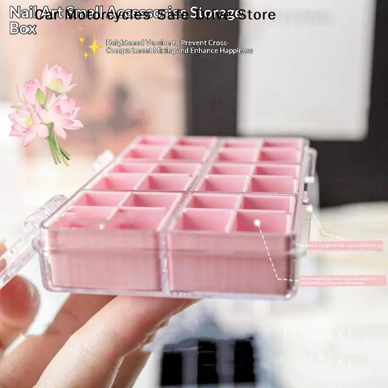 M24Grids Nail Decoration Accessories Storage Box Transparent Jewelry