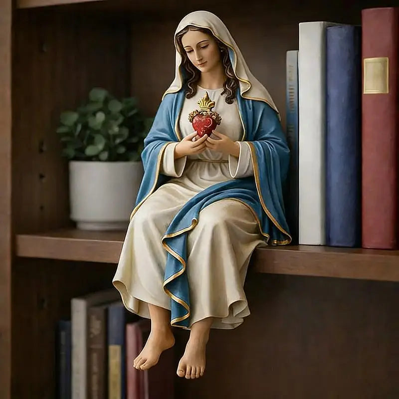 Mother Mary Statue Resin Catholic Figurine Decor Hand-painted Our Lady Virgin Mary Sculpture for Home Desk Shelf Bookshelf Zpaxo