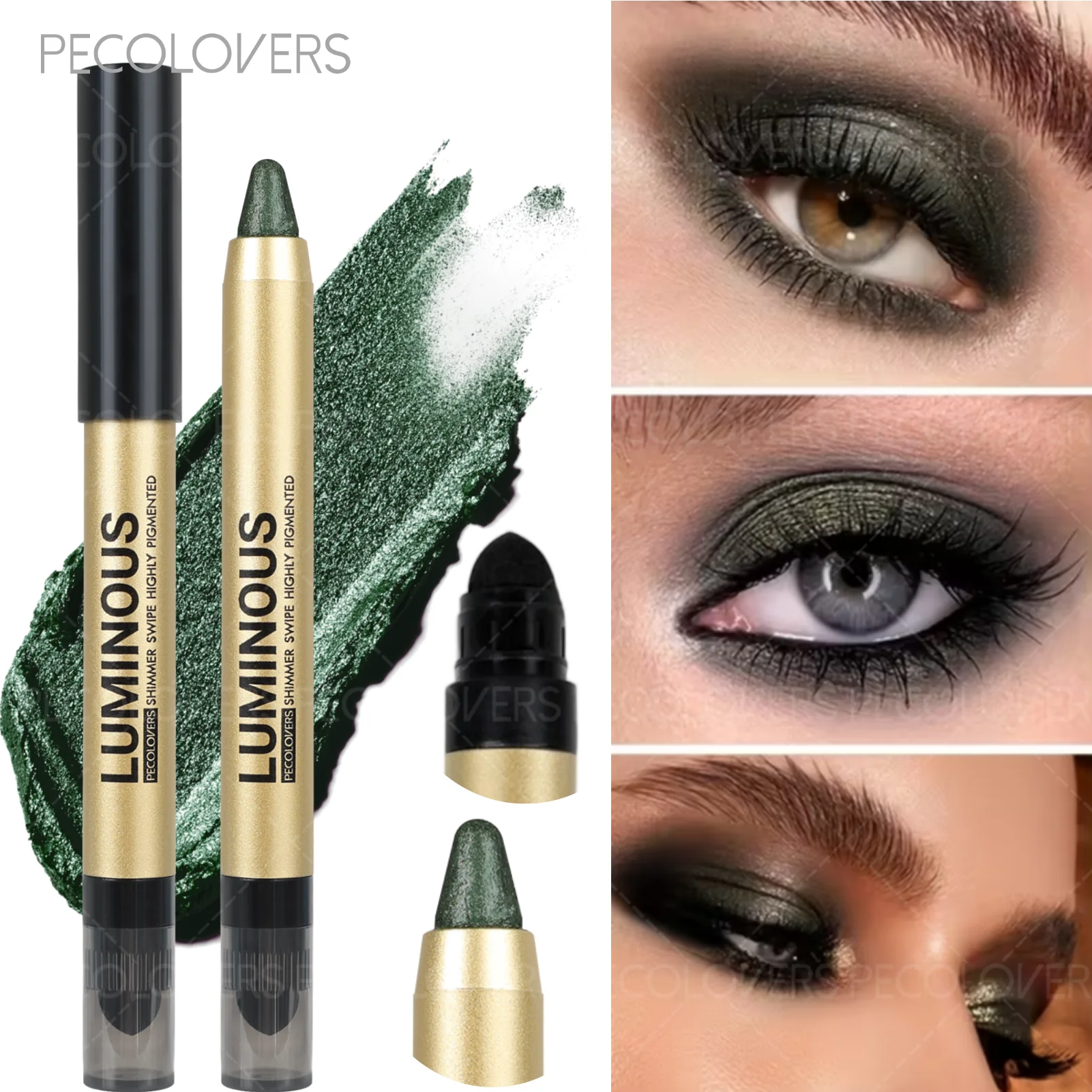 Pearlescent Green Color Highlighting Eyeshadow, Soft And Smooth Texture, Exclusive For Summer, Highlighting Eyeshadow Zpaxo