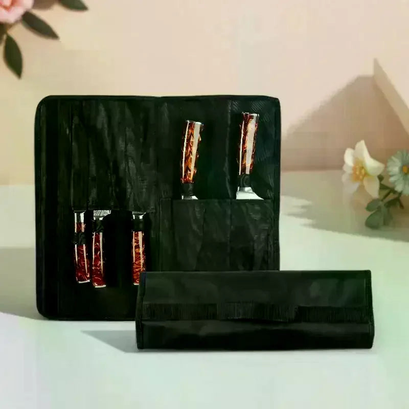 Black Chef Knife Roll Bag 5 Pockets Carry Case Portable Oxford Zpaxo