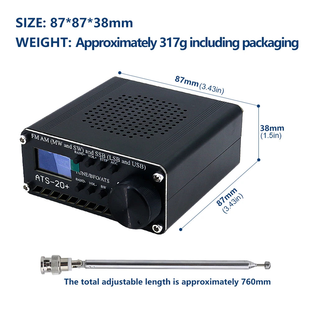 Professional ATS-20+ Receiver OLED Screen World Band Digital FM AM MW