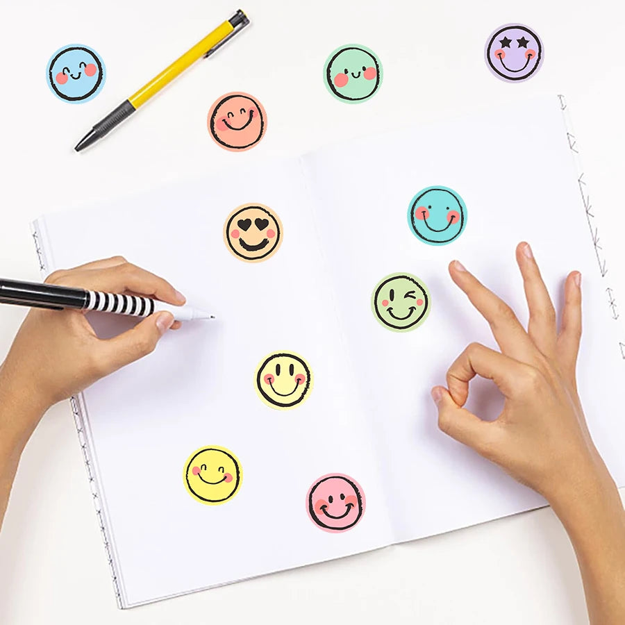 Colorful Round Face Stickers Pastel Gradient Expressions