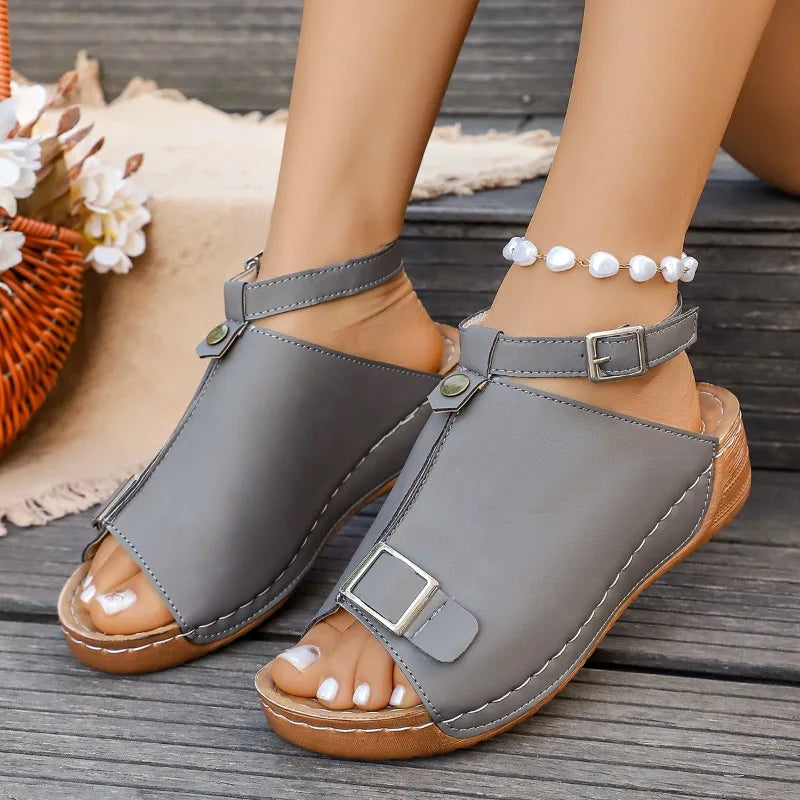 2026 Summer Women's Fish Mouth Open Toe Comfortable Mid Heel Sandals Zpaxo