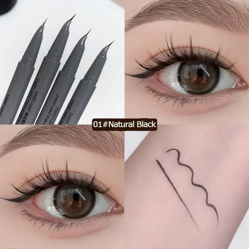 Curved Eyeliner Pen Quick Dry Liquid Eye Liner Easy To Draw Ultra-fine Lying Silkworm Pencil Black Brown Lower Eyelash Eye Mkeup Zpaxo A-01