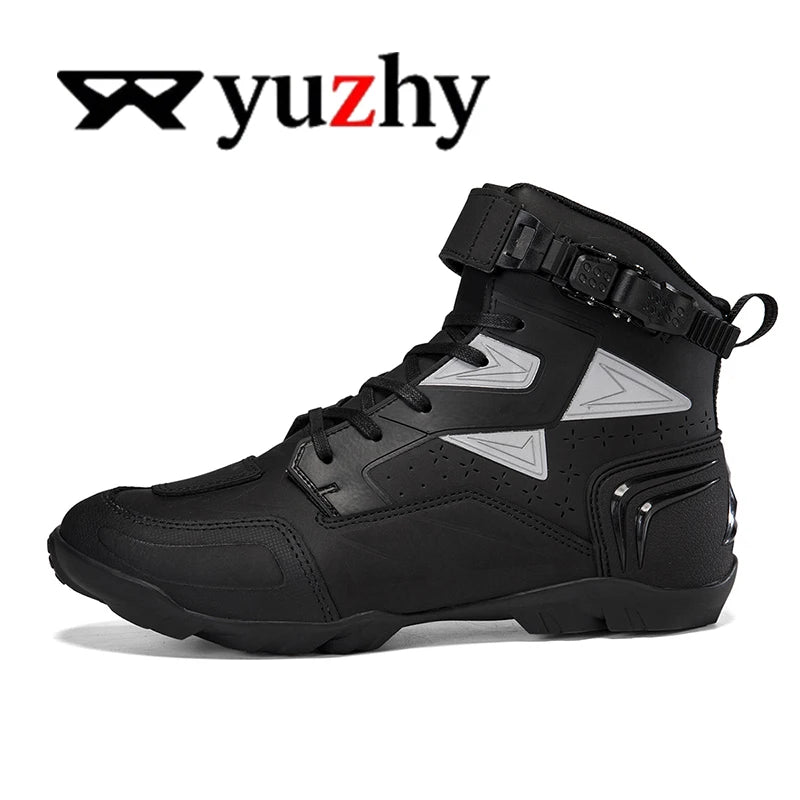 Lexsan Motorcycle Boots Men Leather Motos Breathable Anti Slip