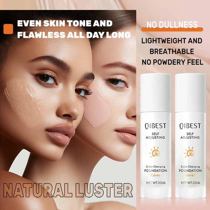 Invisible Fit Liquid Foundation Color-changing Moisturizing Makeup Concealer Waterproof Natural Clear Liquid Foundation Zpaxo