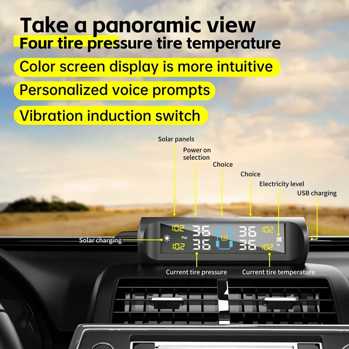 Car Tire Pressure Monitoring System Tyre Monitor Alarm 4 External