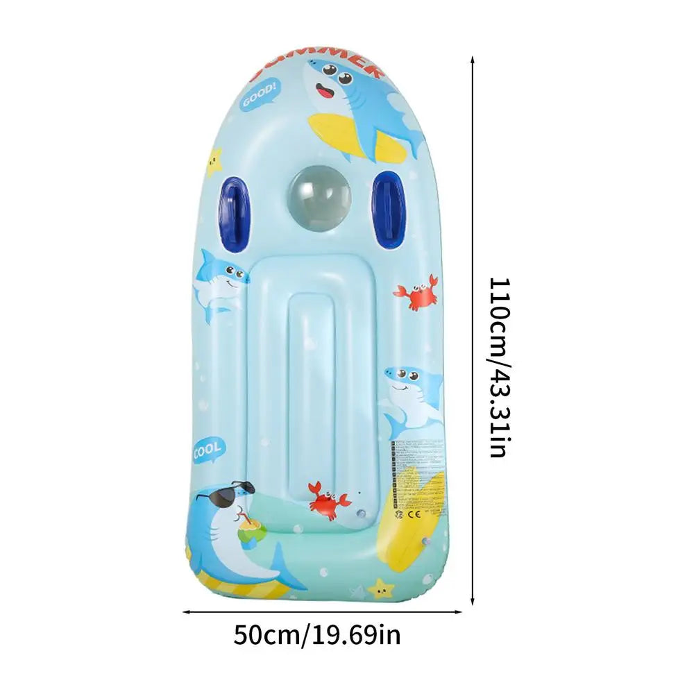 Swimming Surf Board Inflatable Floating Kids Water Toy With Handles Inflatable Floating Surfboard For Boys Girls Lake Beach Pond Zpaxo Blue China Mainland