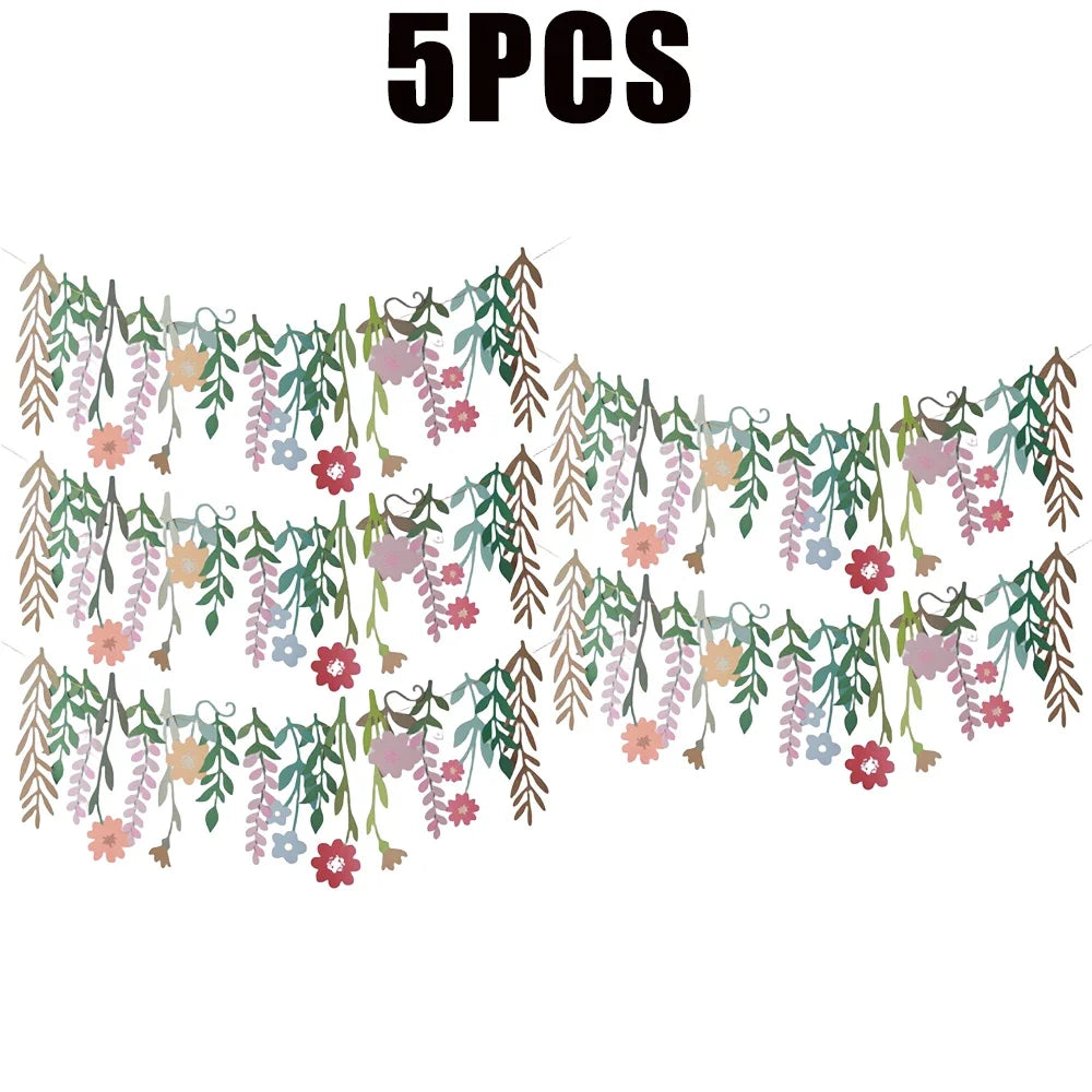 Spring Floral Birthday Banner Hanging Flower Garland Party Supplies