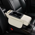 Nappa Leather Center Console Armrest Cushion Tissue Box 2 Cup Holder Car Armrest Storage Box Comfortable Phone Slot Zpaxo White S