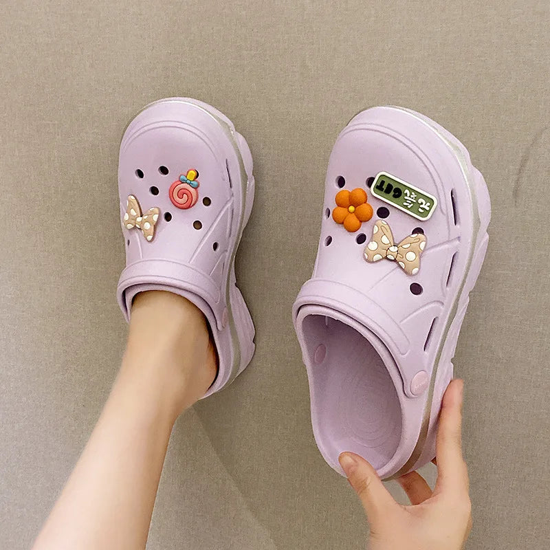 Women's Cute EVA Clogs Two-way Wear Comfortable Slip-on Beach Shoes Zpaxo PURPLE 37-38