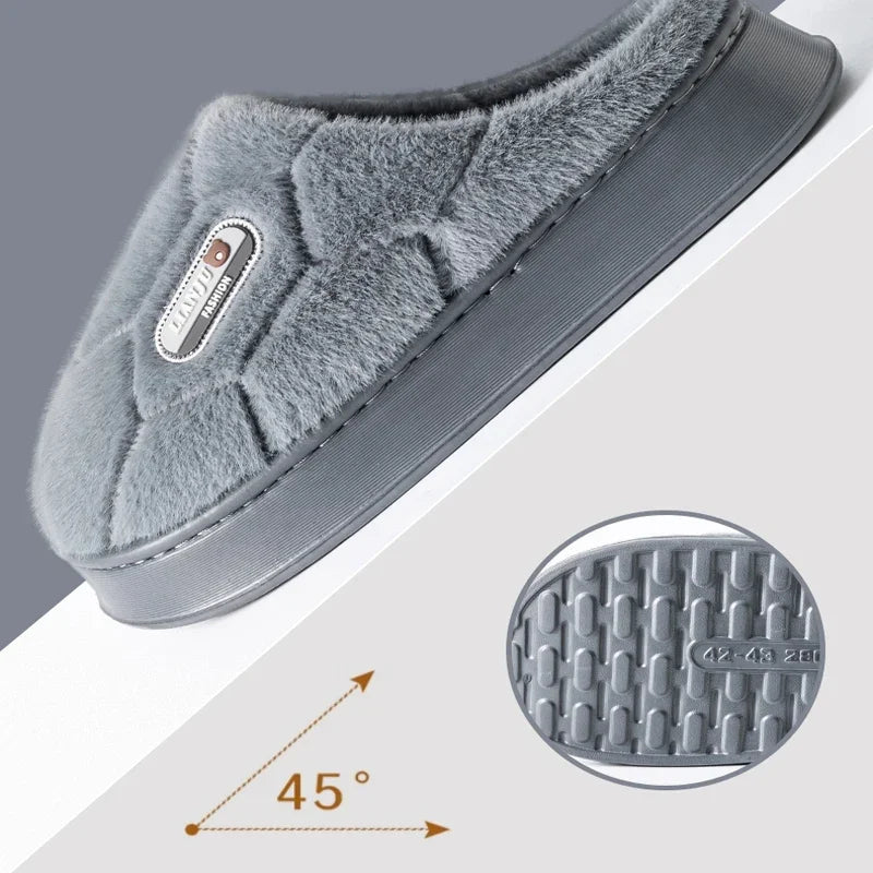 Trend Winter Couple Indoor Non-slip Warm Slippers Home Slides Casual