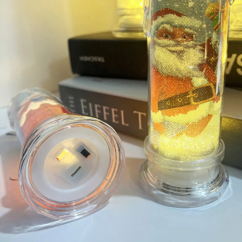 Festive Flameless Pillar Candles Battery Powered LED Christmas Lights