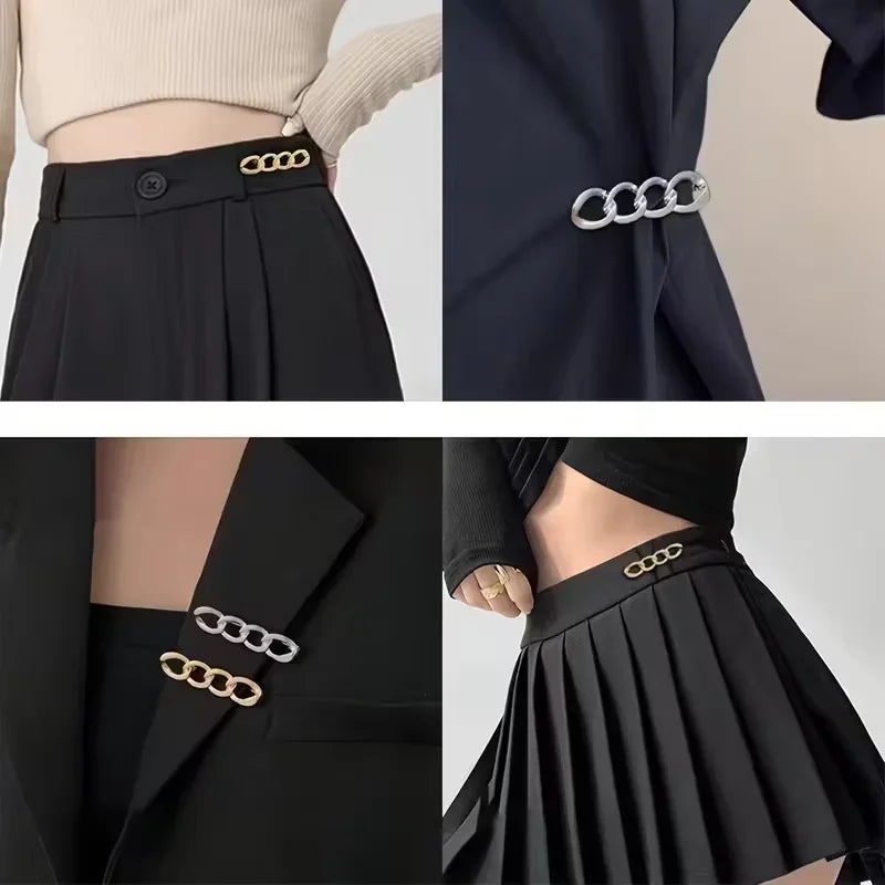 4-in-1 No-Sew Waist Buckle: Adjustable Belt for Jeans & Dress Sleeves. 3pcs Alloy Snap Fastener, Fits Most Waistbands. Zpaxo