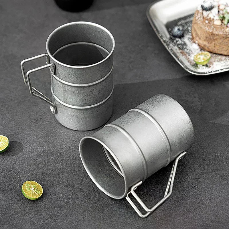 Outdoor Camping Picnic Beer Mug Retro Old Coffee Water Cup Industrial Style Oil Barrel Mug Drinking Utensils Stainless Steel Zpaxo
