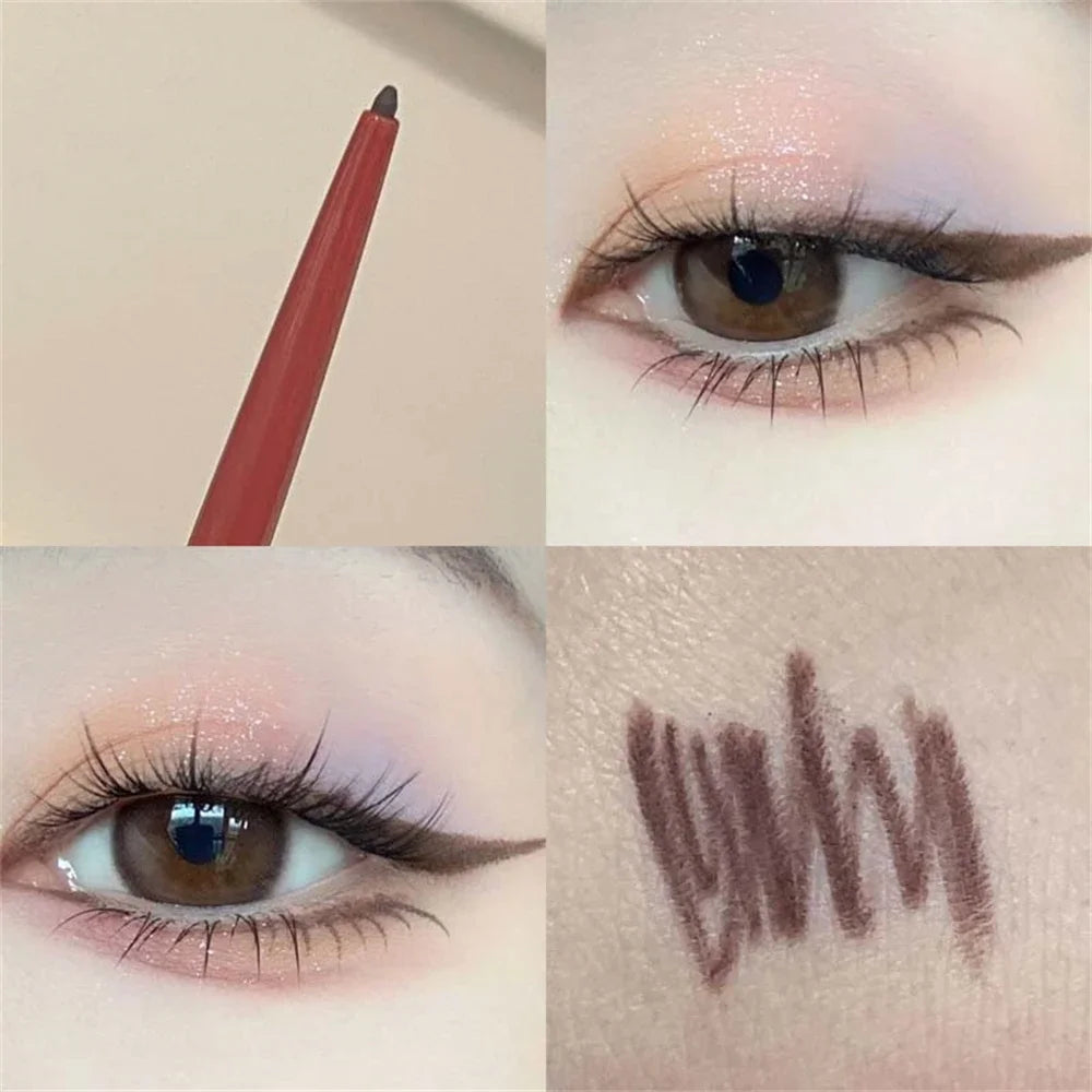 Matte Brighten Lying silkworm Eyeliner Gel Pen Waterproof Quick Drying Pink Brown Ultra fine Eye Shadow Pen Not-Smudge Makeup Zpaxo 12Medium Grey Black
