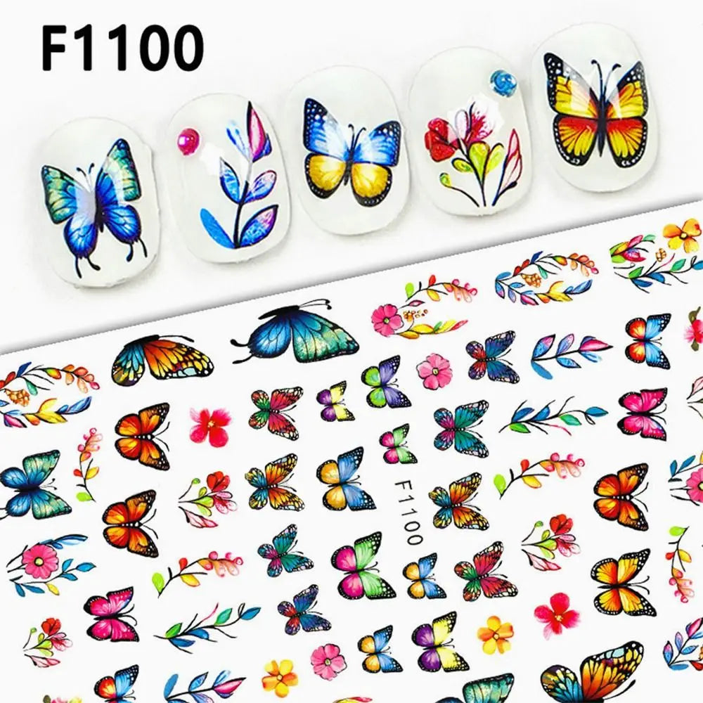 3D Design Nail Art Decals Purple Petals Flowers Stickers Candy Colors Zpaxo