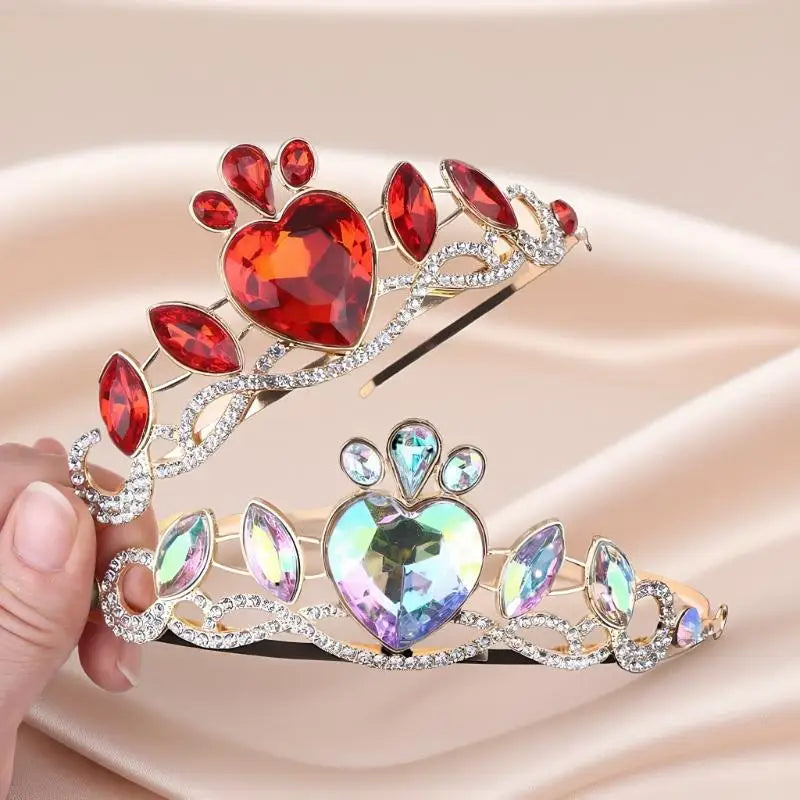 Colorful Elegant Heart Crown Women Perfect Birthday Party Accessory Zpaxo