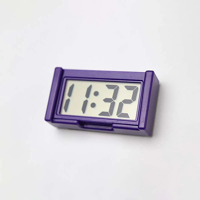 Mini Battery Powered Digital Desk Clock Time Date 12-hour Display Table Clock Wall-mounted LCD Clock With AG10 Battery Zpaxo PURPLE