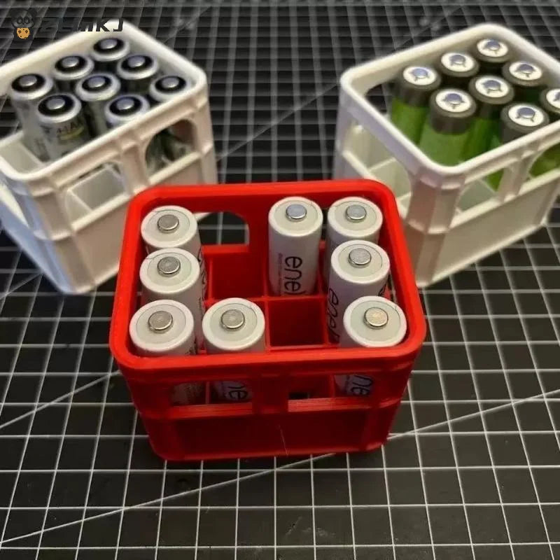 ▶1PCS 3D Printed Beer Crate Style AA Battery Storage Box - 12 Compartments, Plastic Organizer, For Home Decoration Zpaxo