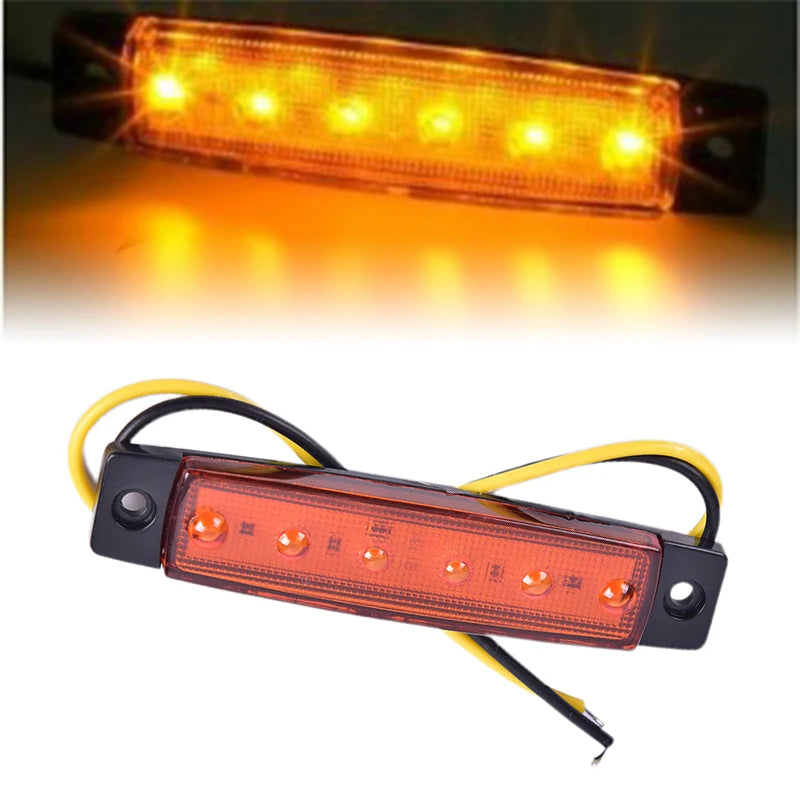CM 12V 6LEDS Lorry Side Marker Indicator Low Led Trailer Light Rear Zpaxo Yellow