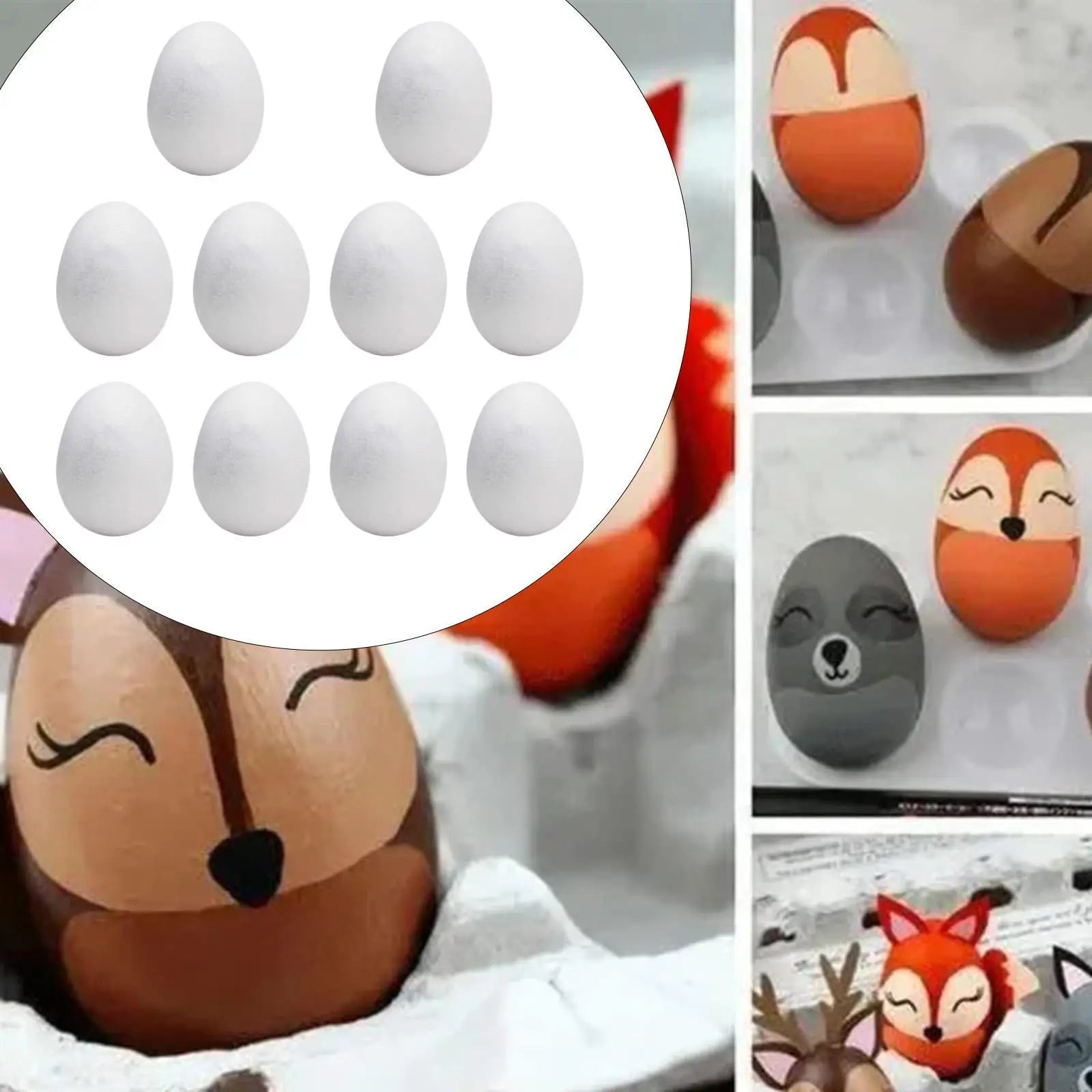 White Foam Eggs for Easter Crafts, DIY & School Projects Foam Craft Eggs Zpaxo 10pcs 10.3x7.2cm