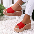 Women Slippers 2025 Casual Platform Wedge Sandals Open Toe Thick Zpaxo Red 38