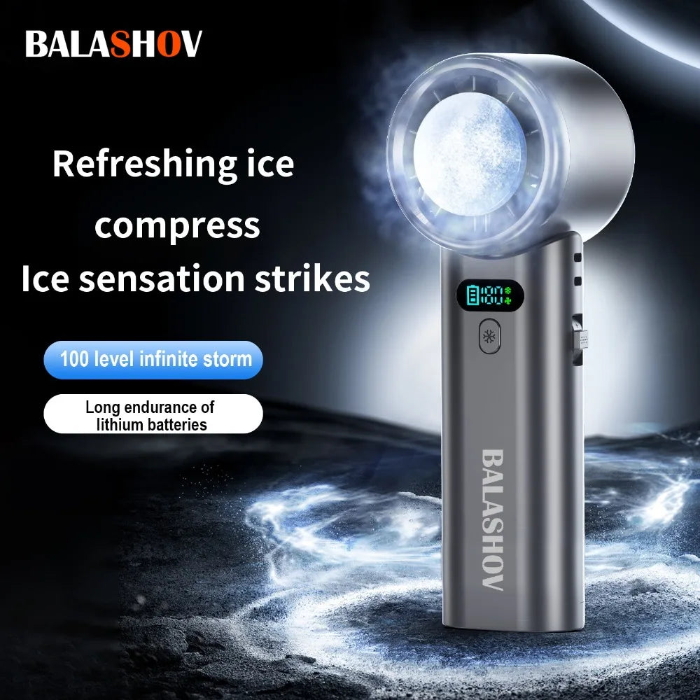 5200 mAh Ice compress cooling fan handheld fans USB Rechargeable portable mini fan Double Folding Fan For Travel Camping Outdoor Zpaxo