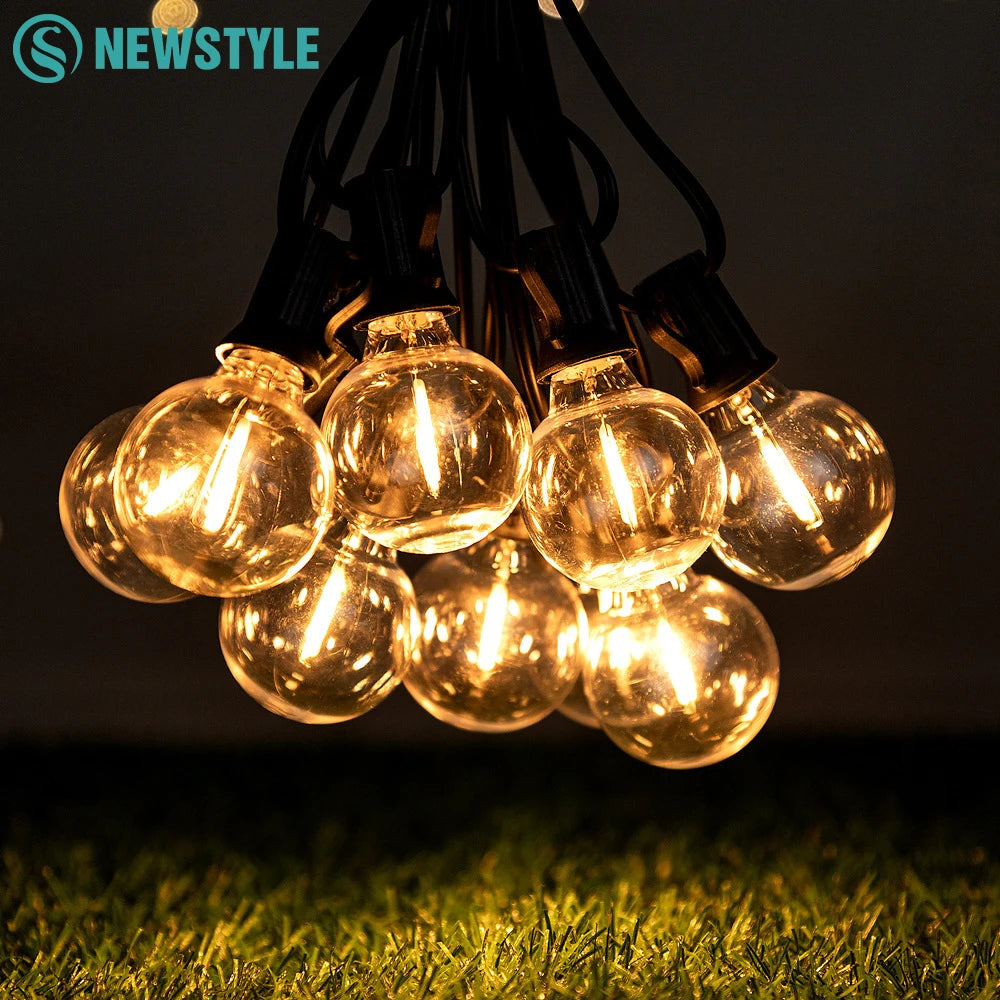 LED Indoor G40 String Light 220V EU Plug Shatterproof Light Bulb 7.6M-30M Length E12 Base LED G40 String Light for Holiday Party Zpaxo