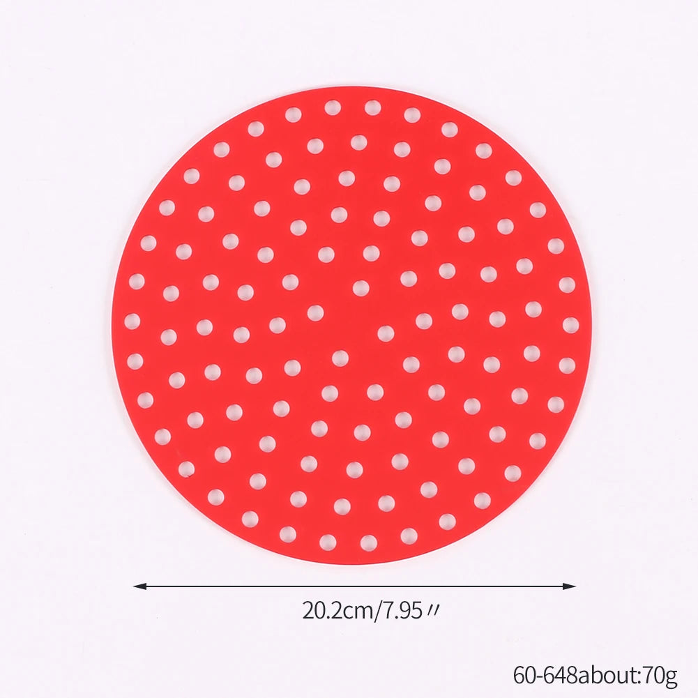 Air Fryer Silicone Liner Mat Reusable Non-Stick Baking Mat Round Square Kitchen Air Fryer Accessories Zpaxo 8in red square
