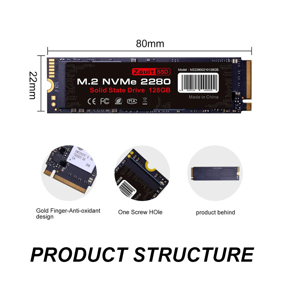 ZSUIT M.2 Nvme SSD PCIe3.0 SSD Fast Read Write M2 SSD 1TB Solid State Hard Disk M.2 Nvme 2280 Internal Hard Disk Hdd For Laptop Zpaxo