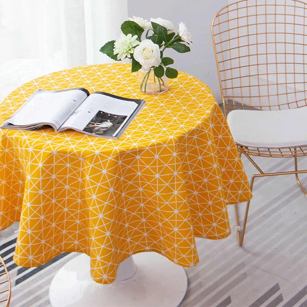 Nordic Round Tablecloths Washable Cotton Linen Dining Table Pad 100