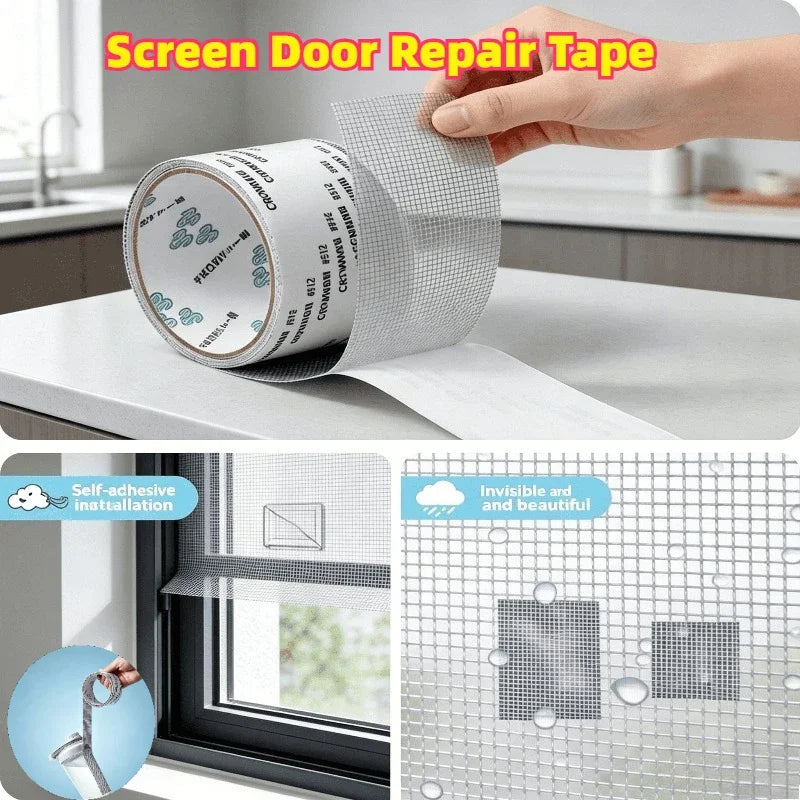 Window Net Insect Netting Screen Door Repair Tape Strong Self Adhesive Tape Net Fix Patch AntiInsect Mesh Broken Holes Repairing Zpaxo