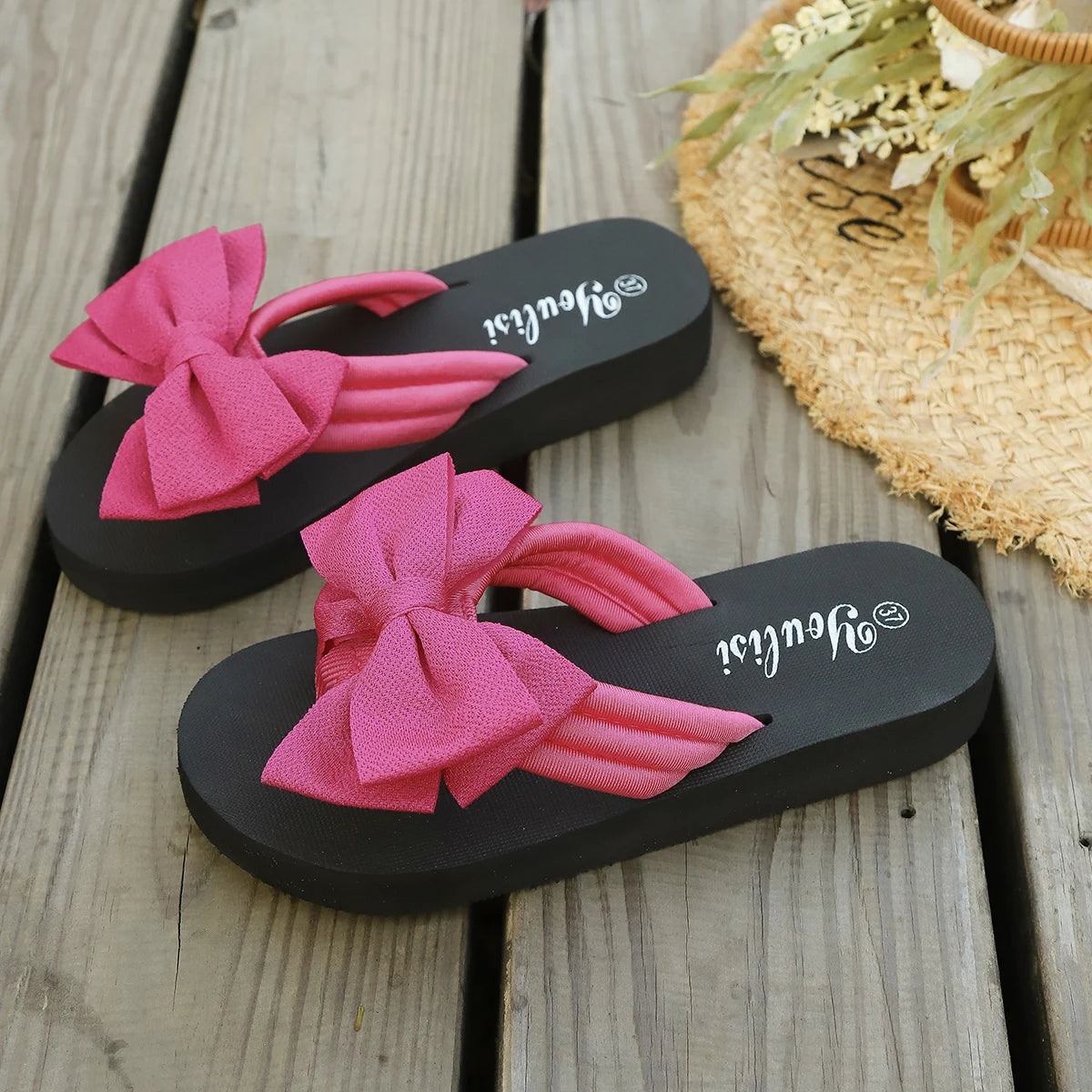Summer Flip Flops Women's Slippers Lightweight Comfortable Non-slip Zpaxo Rosy Red 40