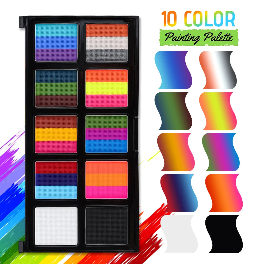 10 Face Makeup Palette Body Painting Vibrant Long-lasting Colors Zpaxo