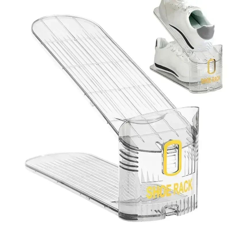 10Pcs Transparent Shoe Storage Artifact Shoe Box, Shoe Cabinet, Layered Storage Box, Double-layer Shoe Rack, Folding Shoe Rack Zpaxo