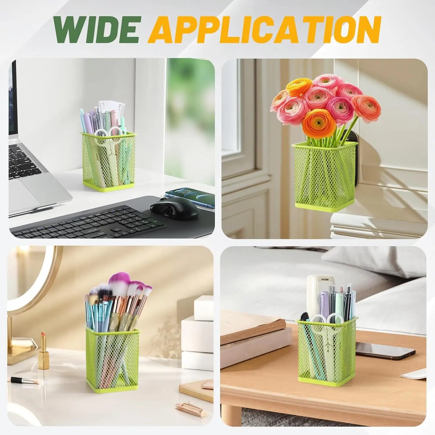 Round Square Pen Holder Desk Metal Mesh Pen Pot Case Pen Container for Student Office Desktops Zpaxo