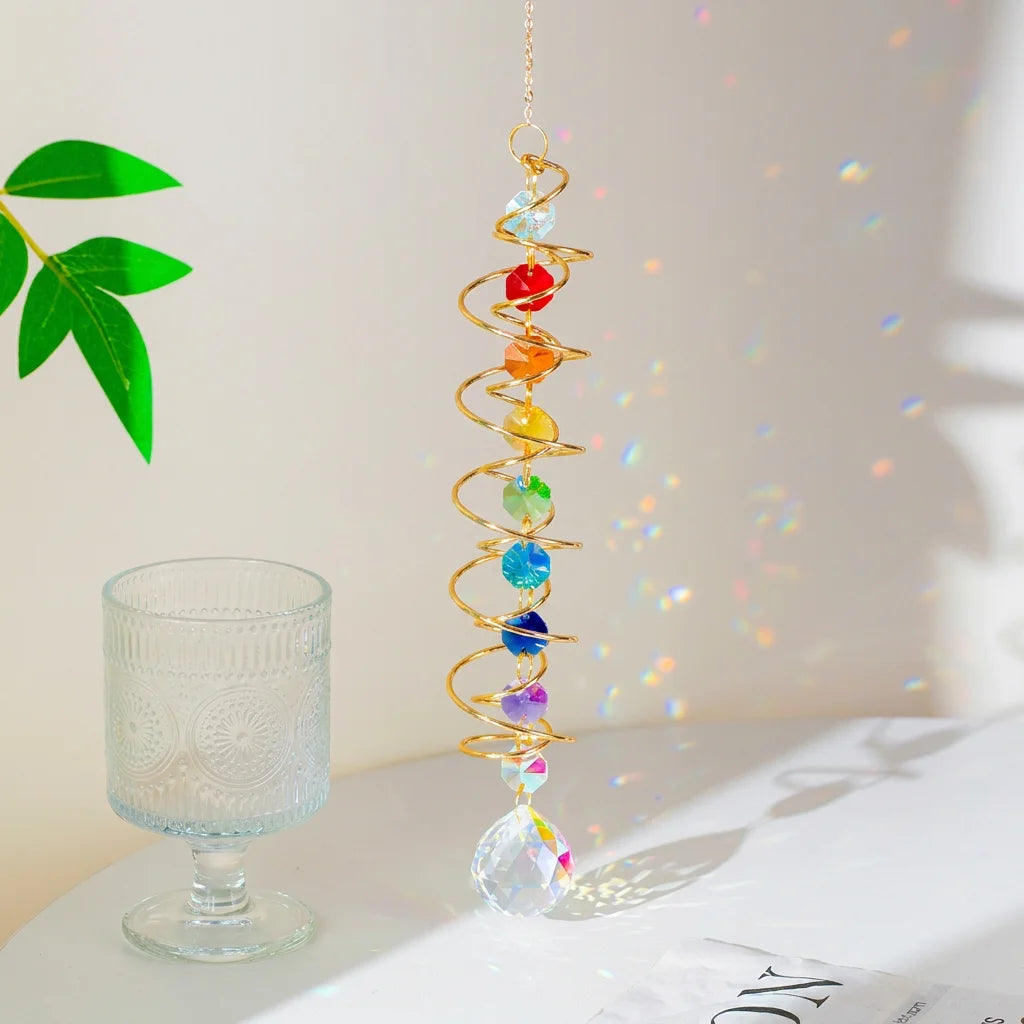 Spiral Crystal Suncatcher – Rainbow Maker Window Hanging Decor