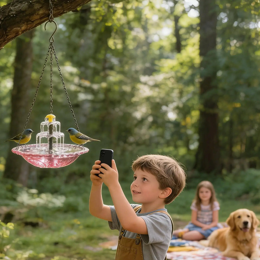 Solar Bird Bath Outside Outdoor Hummingbird Water Bowl Fountain