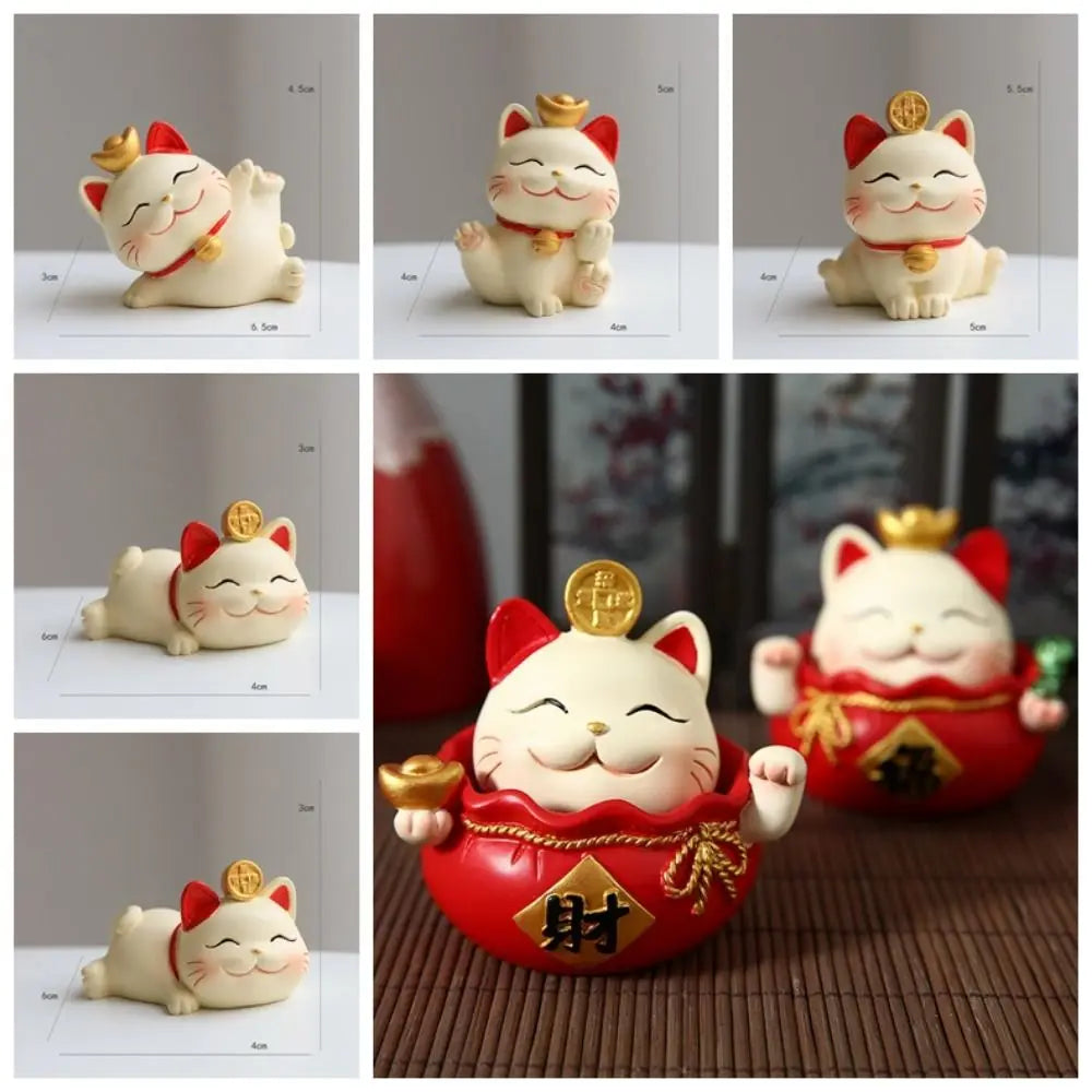 Shake Head Lucky Cat Car Decoration Cartoon Waving Arm Maneki Neko Zpaxo