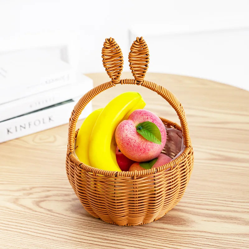 Adorable Bunny Ears Woven Basket for Easter Gifts for Picnic Wedding Party Candy Flower Basket Empty Snacks Basket Decor Zpaxo