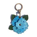 Entrance Guard Card Peony Flower Keychain Keyring Protective Case Peach Blossom Access Card Holder PU Leather Creative Zpaxo Hydrangea-Blue