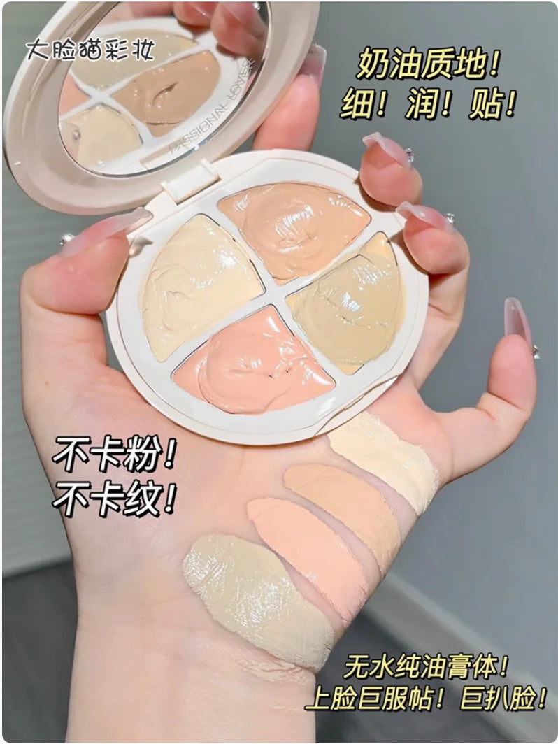 Passional Lover PL Concealer Palette Creamy Velvet Flawless Four-Color Concealer High Coverage Moisturizing Makeup Cosmetics Zpaxo