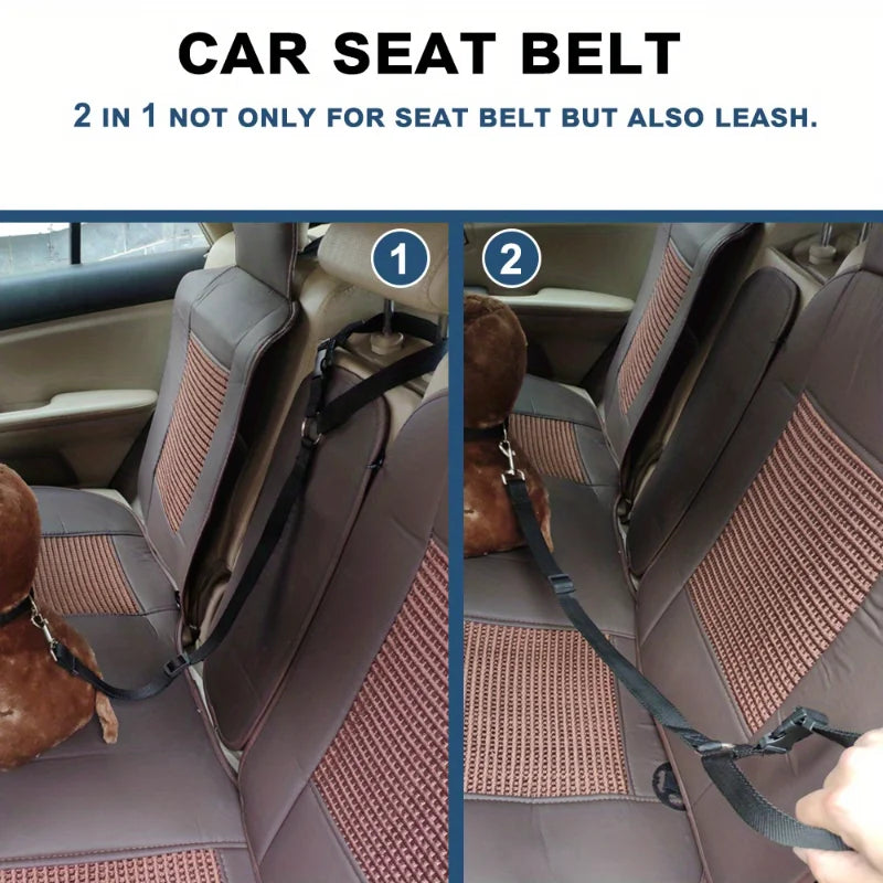 Pet Car Seat Belt Adjustable 2-in-1 Nylon Strap Rear Zpaxo