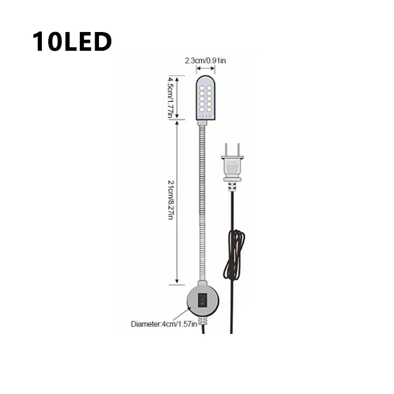 10/30LEDs Sewing Machine Light LED Portable Work Light,Flexible Gooseneck Lampe with Magnetic Base for Workbench Lathe Zpaxo