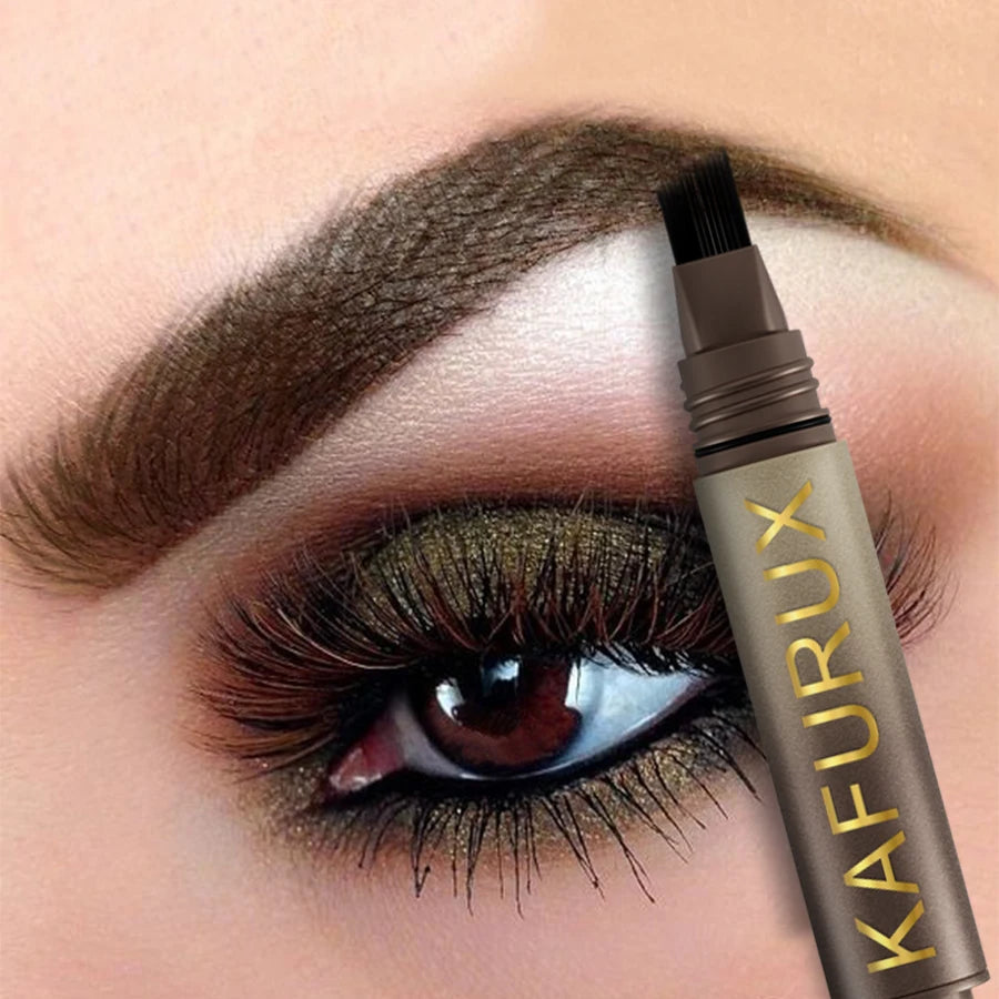 3-Color Wild Eyebrow Pencil Square Angled Brush Velvet 3D Brow Dye